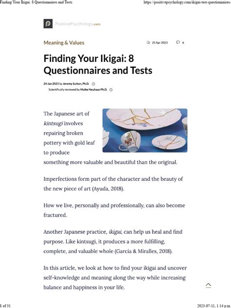 Finding Your Ikigai: 8 Questionnaires and Tests.